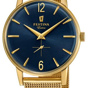 Festina Herrklocka F20253-2 Blå/Gulguldtonat stål Ø36 mm