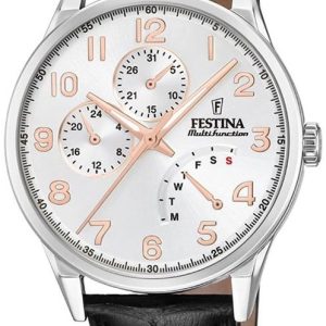 Festina Herrklocka F20278-A Silverfärgad/Läder Ø42 mm