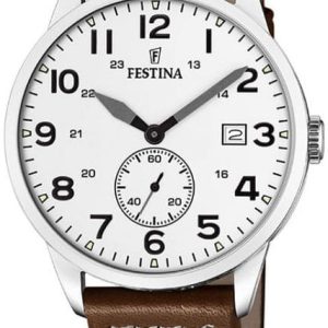 Festina Herrklocka F20347-5 Retro Vit/Läder Ø42 mm