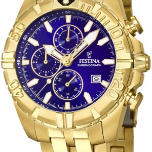 Festina Herrklocka F20356-3 Blå/Gulguldtonat stål Ø43 mm