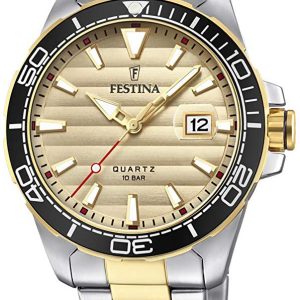 Festina Herrklocka F20362-1 Beige/Gulguldtonat stål Ø44.3 mm