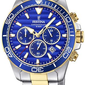 Festina Herrklocka F20363-2 Blå/Gulguldtonat stål Ø44.3 mm