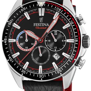 Festina Herrklocka F20377-6 Svart/Läder Ø44 mm