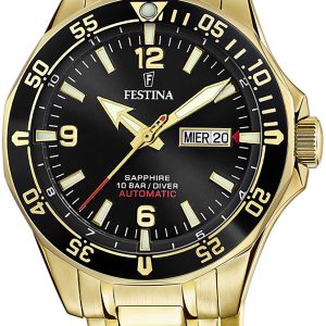 Festina Herrklocka F20479-4 Classic Svart/Gulguldtonat stål Ø42 mm