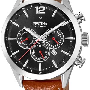 Festina Herrklocka F20542-6 Timeless Svart/Läder Ø43.5 mm