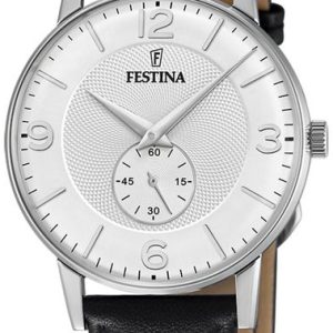 Festina Herrklocka F20566-2 Retro Silverfärgad/Läder Ø36 mm