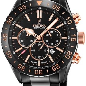 Festina Herrklocka F20577-1 Ceramic Svart/Stål Ø44 mm