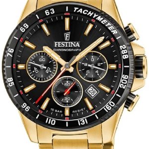 Festina Herrklocka F20634-5 Timeless Svart/Gulguldtonat stål Ø43.5