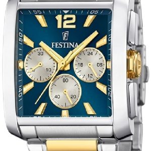 Festina Herrklocka F20637-6 Timeless Blå/Gulguldtonat stål