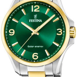 Festina Herrklocka F20657-3 Classic Grön/Gulguldtonat stål Ø41.5 mm