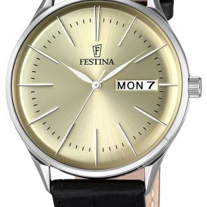 Festina Herrklocka F6837-2 Dress Champagnefärgad/Läder Ø42 mm