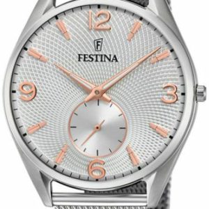 Festina Herrklocka F6869-1 Retro Silverfärgad/Stål Ø42 mm