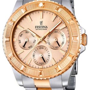 Festina Sport Damklocka F16692-2 Beige/Gulguldtonat stål Ø40 mm