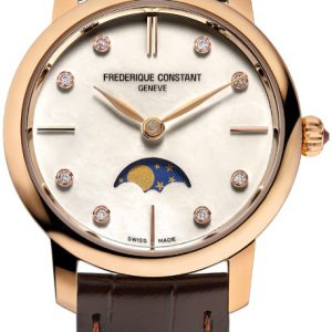 Frederique Constant Damklocka FC-206MPWD1S4 Slimline Vit/Läder Ø25