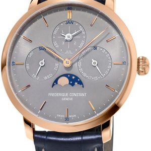 Frederique Constant Herrklocka FC-775G4S4 Slimline Grå/Läder Ø42 mm