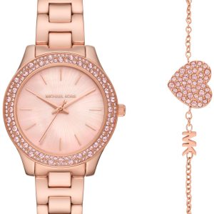 Michael Kors Damklocka MK1068SET Liliane Rosa/Roséguldstonat stål