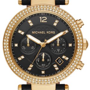 Michael Kors Damklocka MK6984 Parker Svart/Läder Ø39 mm