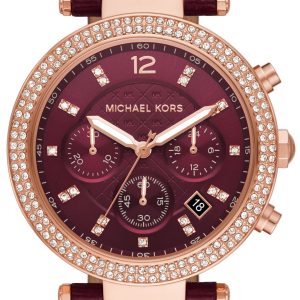 Michael Kors Damklocka MK6986 Parker Röd/Läder Ø39 mm