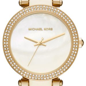 Michael Kors Parker Damklocka MK6400 Vit/Gulguldtonat stål Ø39 mm