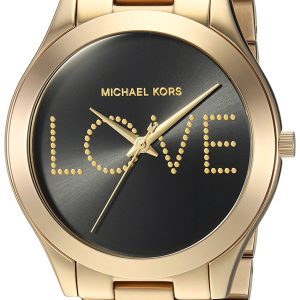 Michael Kors Runway Damklocka MK3803 Svart/Gulguldtonat stål Ø42 mm