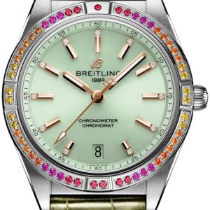 Breitling Damklocka A10380611L1P1 Chronomat Automatic 36 Grön/Läder