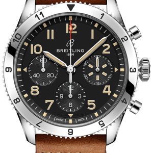 Breitling Herrklocka A233803A1B1X1 Classic Avi Svart/Läder ⌀42 mm