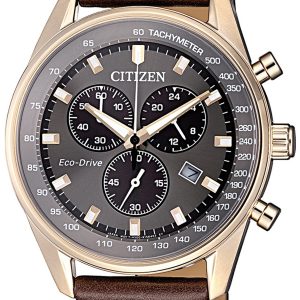 Citizen Chrono Herrklocka AT2393-17H Grå/Läder Ø40 mm