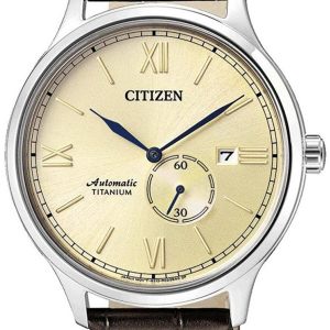 Citizen Herrklocka NJ0090-30P Titanium Champagnefärgad/Läder Ø42 mm