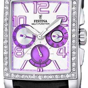 Festina Damklocka F16362-U Multifunction Vit/Läder