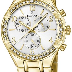 Festina Damklocka F20395-1 Vit/Gulguldtonat stål Ø39 mm