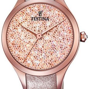 Festina Damklocka F20411-2 Mademoiselle Kristallinfattad/Läder Ø32