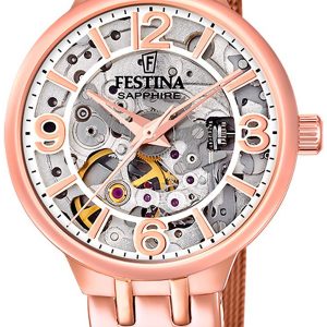 Festina Damklocka F20581-2 Skelettskuren/Roséguldstonat stål Ø32.5