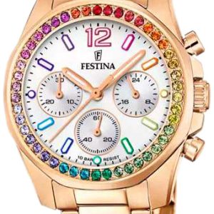 Festina Damklocka F20639-2 Boyfriend Vit/Roséguldstonat stål Ø38 mm