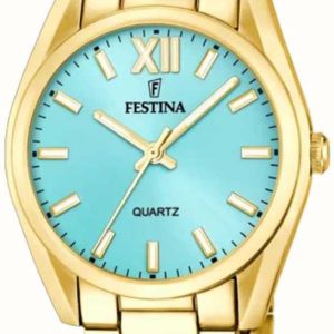 Festina Damklocka F20640-2 Boyfriend Blå/Gulguldtonat stål Ø36.8 mm