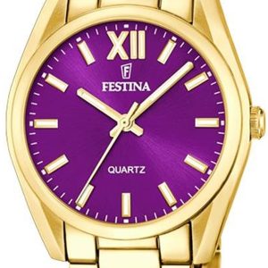 Festina Damklocka F20640-3 Boyfriend Lila/Gulguldtonat stål Ø37 mm