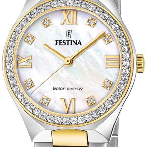 Festina Damklocka F20659-1 Petite Vit/Gulguldtonat stål Ø35 mm