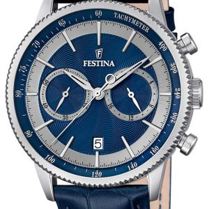 Festina Dress Herrklocka F16893-6 Blå/Läder Ø41 mm