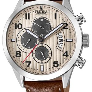 Festina Herrklocka F20271-2 Beige/Läder Ø44 mm