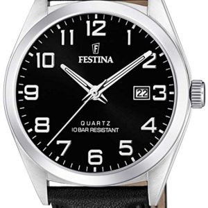 Festina Herrklocka F20446-3 Svart/Läder Ø40 mm