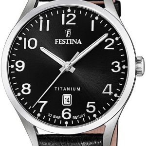 Festina Herrklocka F20467-3 Svart/Läder Ø40 mm