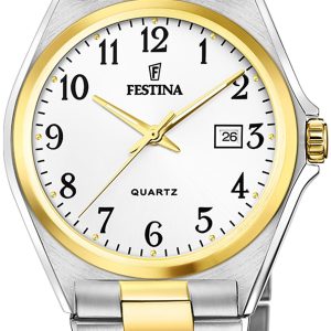 Festina Herrklocka F20554-1 Classic Vit/Gulguldtonat stål Ø40 mm