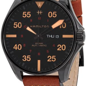 Hamilton Herrklocka H64705531 Khaki Aviation Svart/Läder Ø46 mm