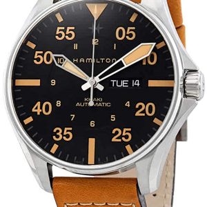 Hamilton Herrklocka H64725531 Khaki Aviation Svart/Läder Ø46 mm