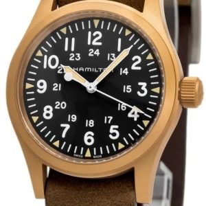 Hamilton Herrklocka H69459530 Khaki Field Svart/Läder Ø38 mm