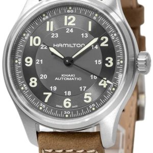 Hamilton Herrklocka H70545550 Khaki Field Svart/Läder Ø42 mm