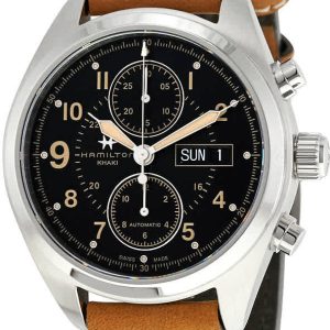 Hamilton Herrklocka H71616535 Khaki Svart/Läder Ø42 mm