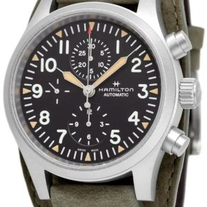 Hamilton Herrklocka H71706830 Khaki Field Svart/Läder Ø44 mm