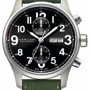 Hamilton Herrklocka H71716333 Khaki Svart/Läder Ø44 mm