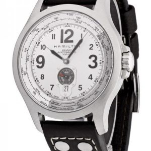 Hamilton Herrklocka H76515553 Aviation Silverfärgad/Läder Ø44 mm