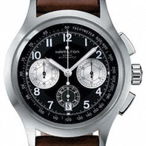 Hamilton Herrklocka H76516533 Khaki Aviation Svart/Läder Ø44 mm